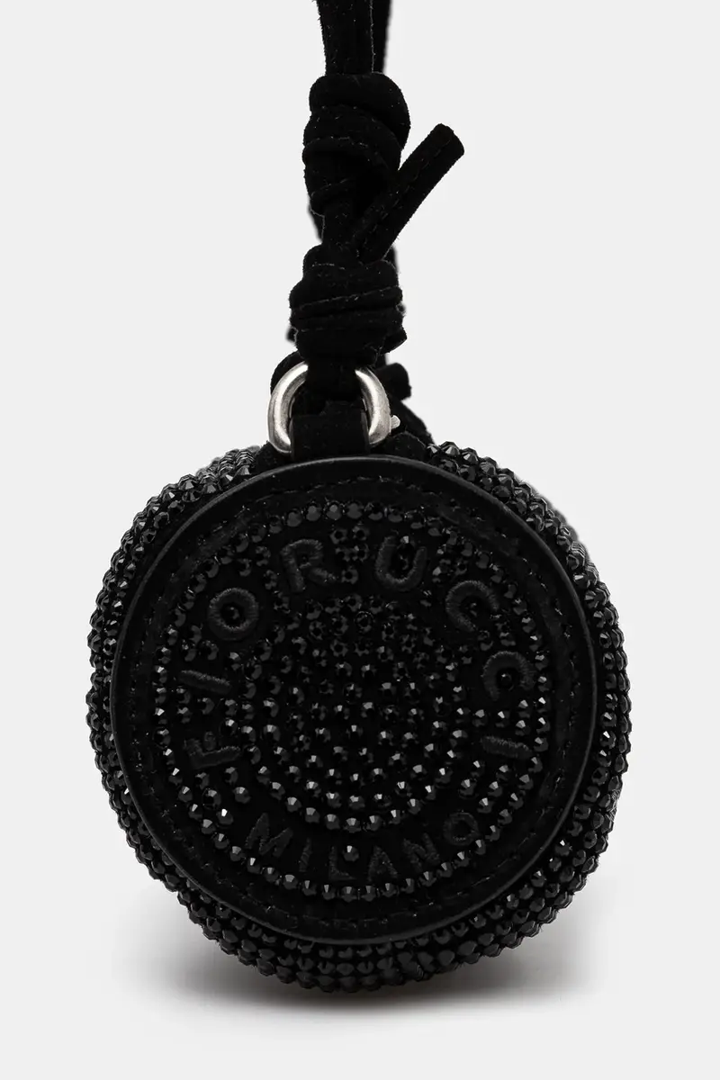 borsetta Suede Rhinestone Micro Mella Nero miniatura 4
