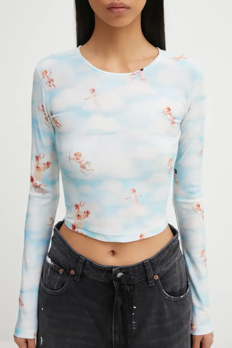 camicia a maniche lunghe Beatitudo Print Long Sleeve Crop colore blu W25FWTLO003LY01BL02 miniatura 4