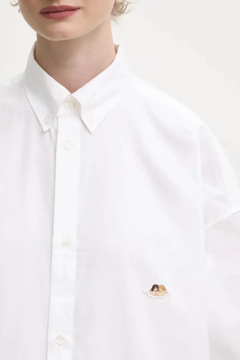 camicia in cotone Angel Patch Relaxed Fit donna colore bianco W02SMTLO055CO01WH01 miniatura 4