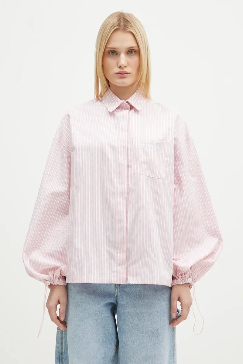 camicia in cotone Elasticated Balloon Sleeve donna colore rosa W01FPTLO170CO01PN03