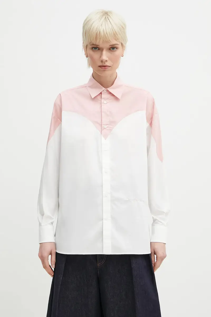 camicia in cotone Embroidered Heart Relaxed Fit Bianco miniatura 2