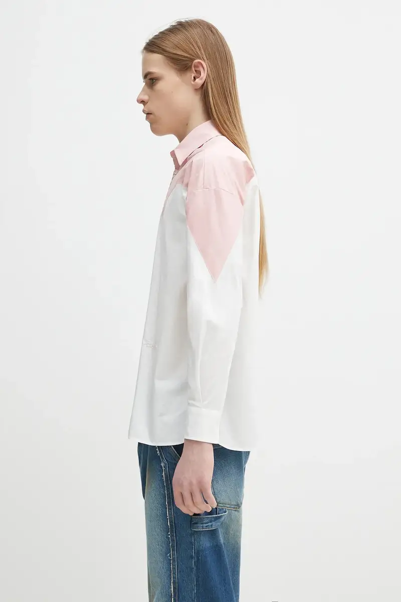 camicia in cotone Embroidered Heart Relaxed Fit Bianco miniatura 3