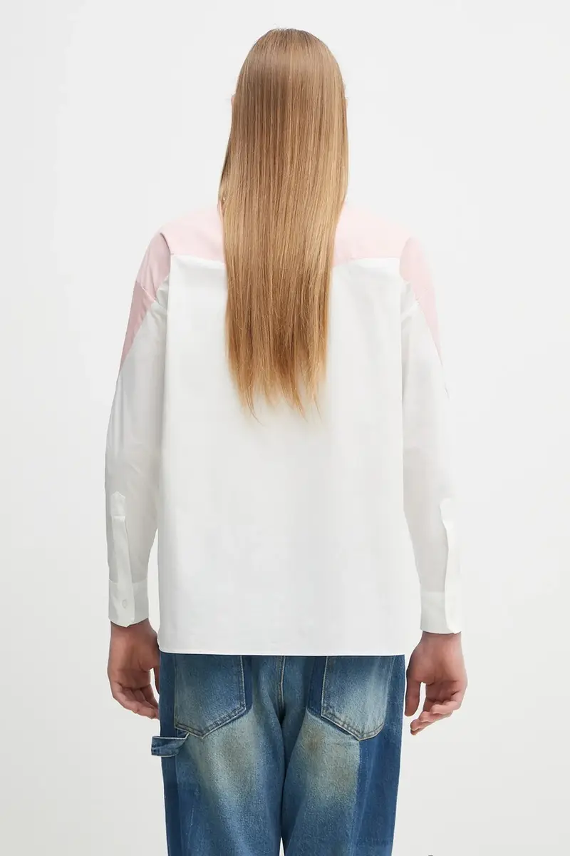 camicia in cotone Embroidered Heart Relaxed Fit Bianco miniatura 5