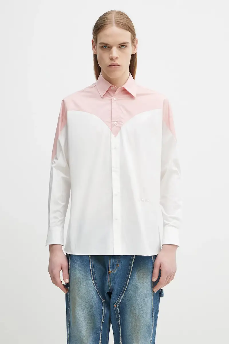 camicia in cotone Embroidered Heart Relaxed Fit Bianco