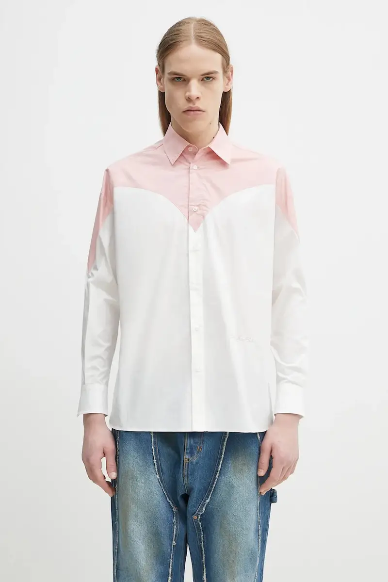 camicia in cotone Embroidered Heart Relaxed Fit colore bianco U02SPTLO055CO02PN02