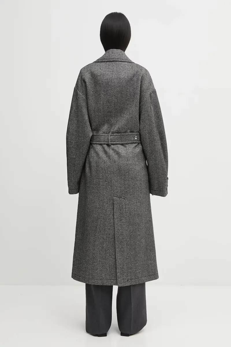 cappotto con lana Herringbone Maxi colore nero W25FWOCO001PL01GY01 miniatura 3