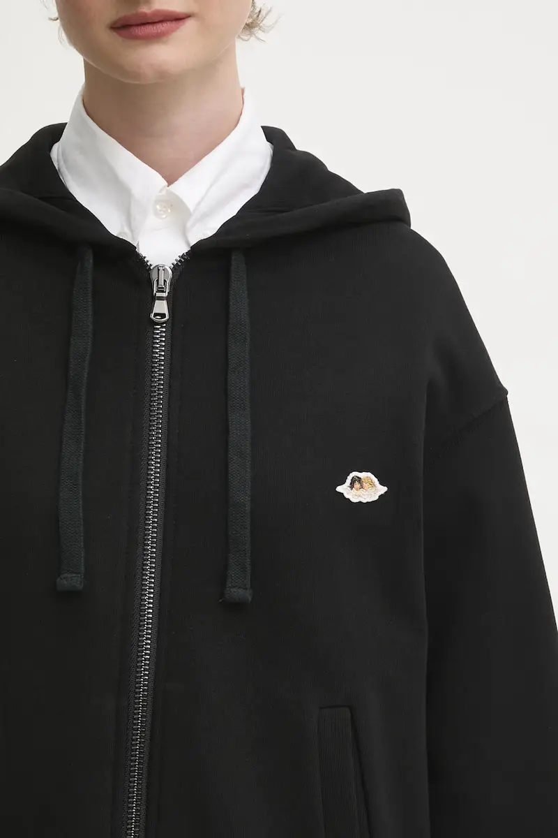 felpa in cotone Angel Patch Regular Fit Zip Up donna colore nero con cappuccio W02FPSZI397CJ05BK01 miniatura 4