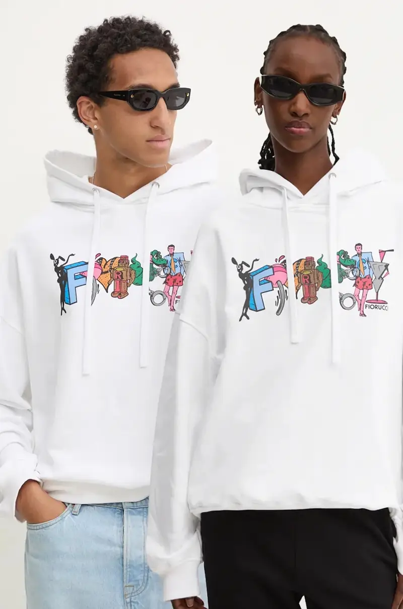 felpa in cotone colore bianco con cappuccio U01FMSHO092CJ05WH02