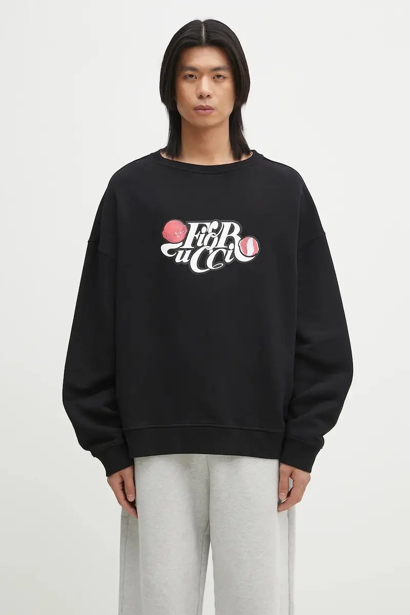 felpa in cotone Curly Lollipop Logo Relaxed Fit Sweatshirt uomo colore nero U02SPSCR188CJ05BK02