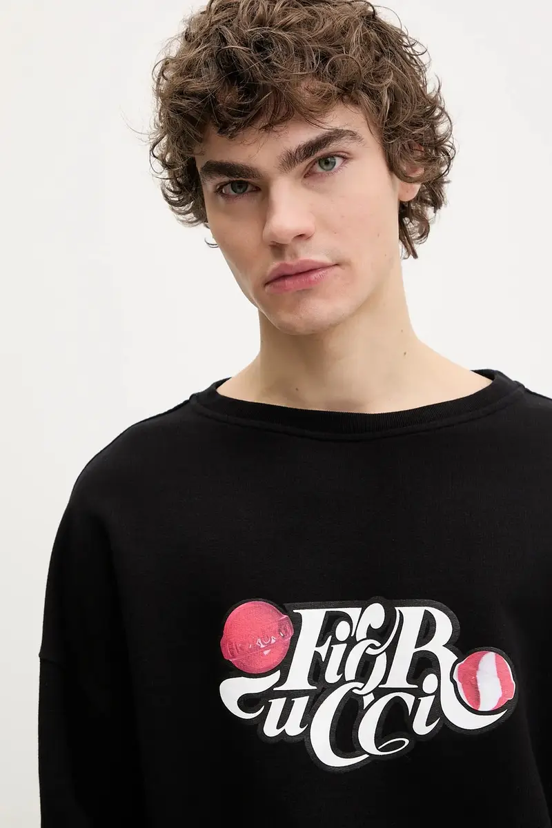 felpa in cotone Curly Lollipop Logo Relaxed Fit Sweatshirt uomo colore nero U02SPSCR188CJ05BK02 miniatura 4