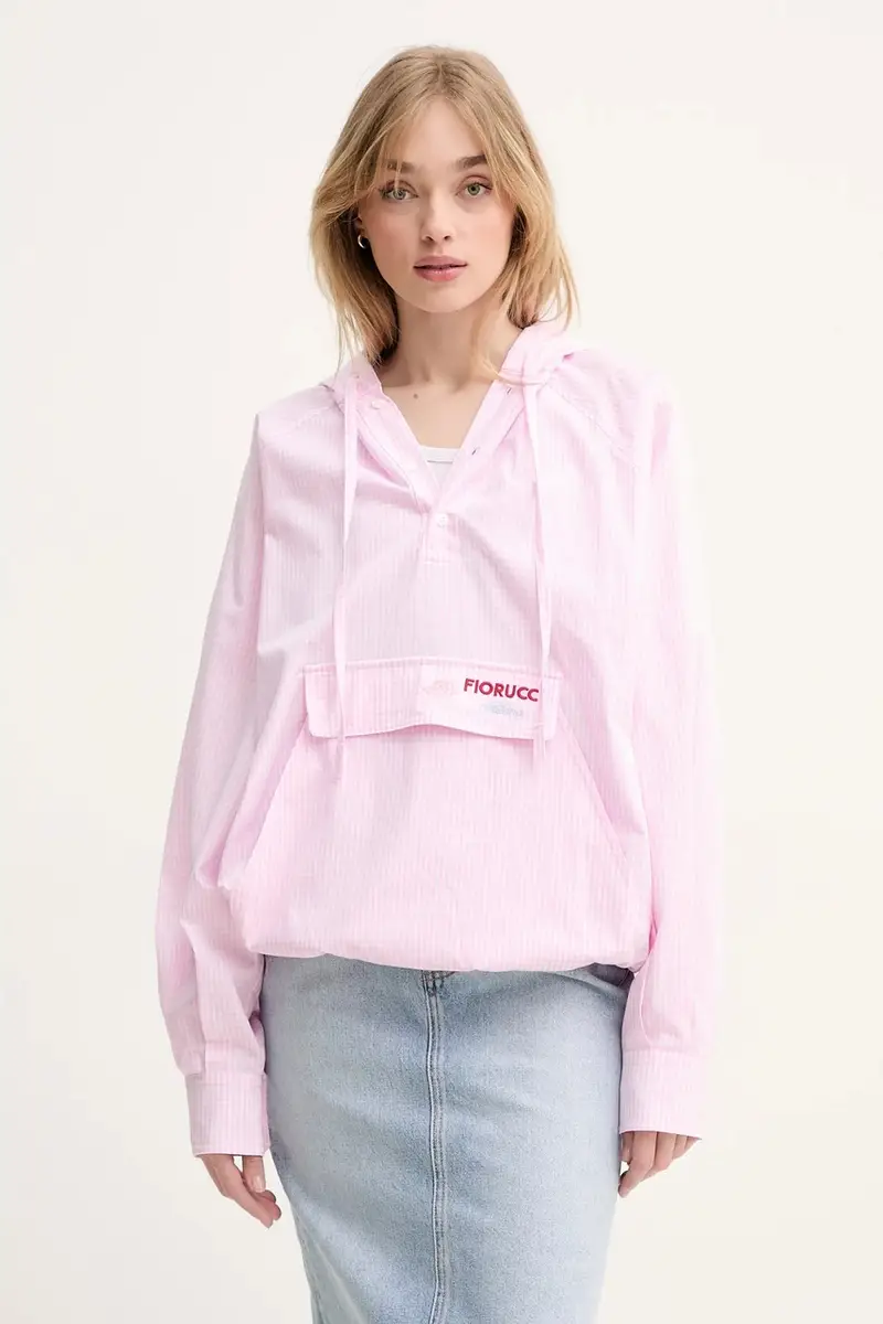 felpa in cotone Gingham Logo Hoodie Shirt donna colore rosa con cappuccio W02SPTLO286CO01PN02