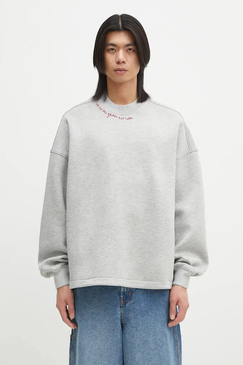 felpa Neoprene Embroidered Neck Relaxed Fit colore grigio U02SPSCR188NE01GY01