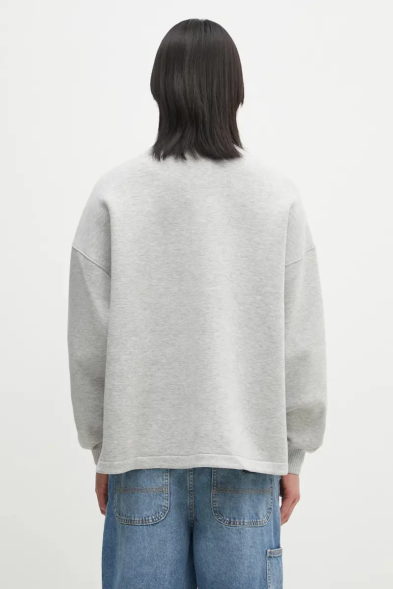 felpa Neoprene Embroidered Neck Relaxed Fit Grigio miniatura 5