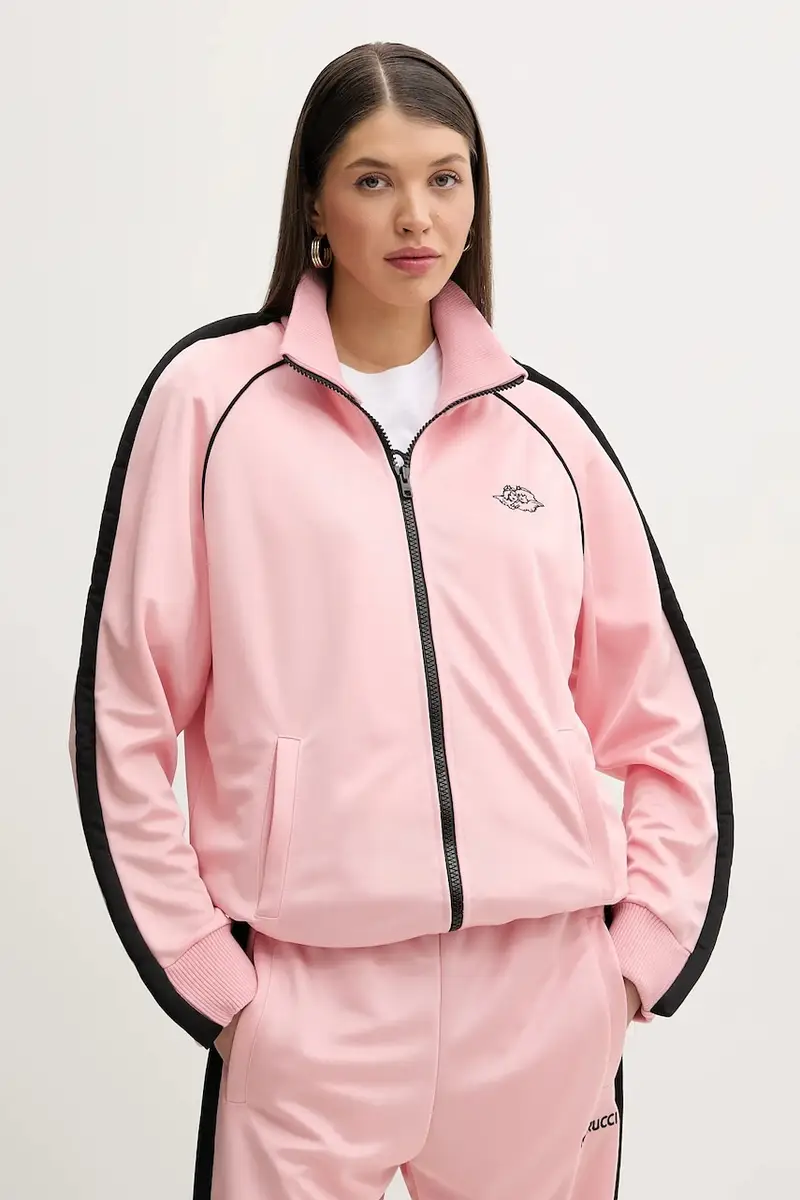 felpa Puffy Piping Angel Track Sweatshirt donna colore rosa con applicazione U02SPSZI270PL01PN02