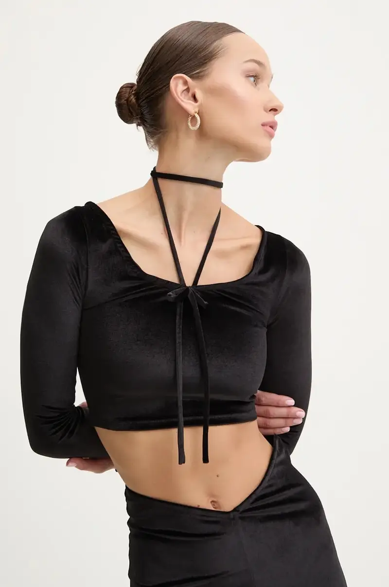 longsleeve in velluto colore nero W01FMTLO115VR01BK01