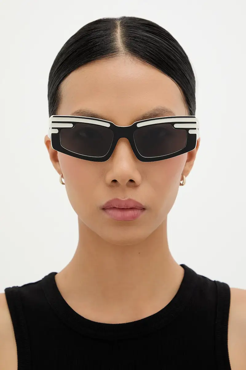occhiali da sole Rectangular Wing Nero miniatura 5