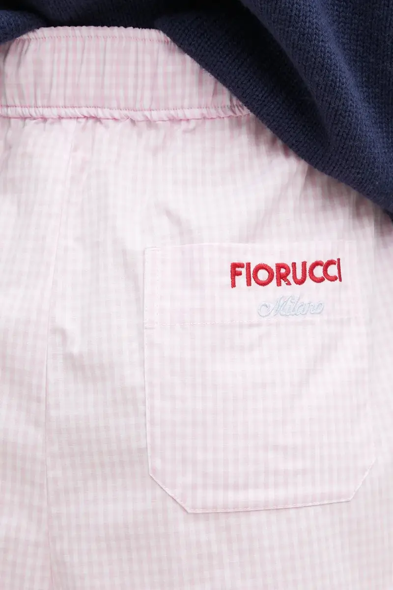 pantaloncini in cotone Gingham Logo Rosa miniatura 4