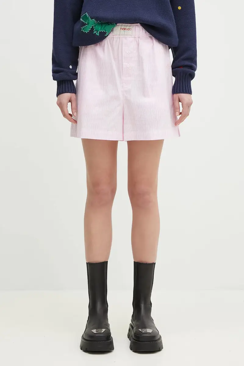 pantaloncini in cotone Gingham Logo Rosa
