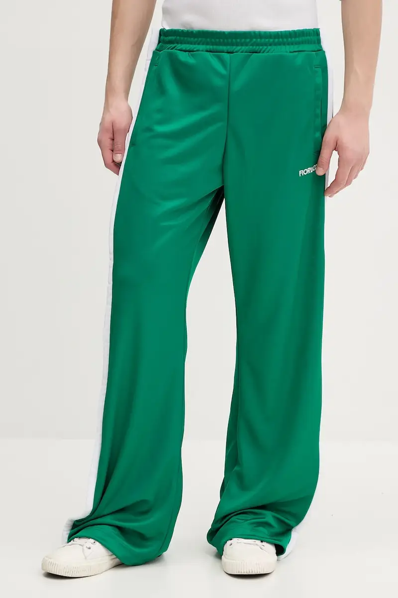 pantaloni della tuta Puffy Piping Track Trousers uomo colore verde con applicazione U02SPBPA057PL01GN02