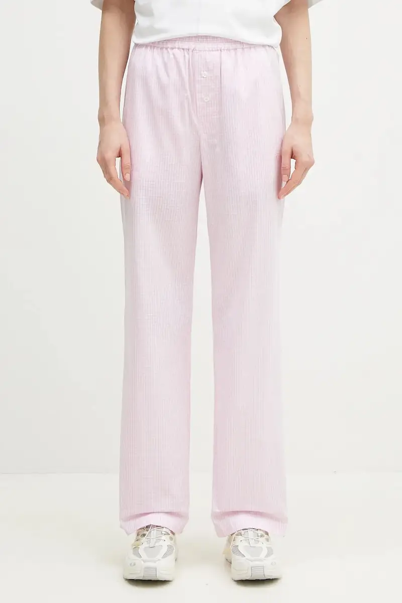 pantaloni in cotone Gingham Logo colore rosa U02SPBPA299CO01PN02