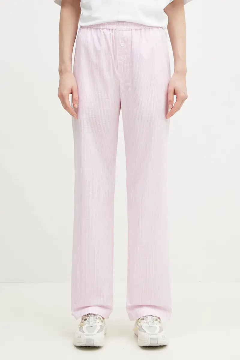 pantaloni in cotone Gingham Logo Rosa