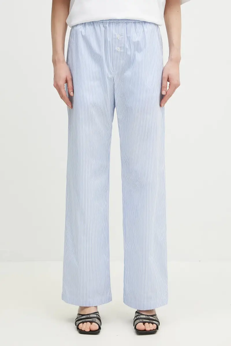 pantaloni in cotone Striped Logo donna colore blu U02SPBPA299CO01BL02
