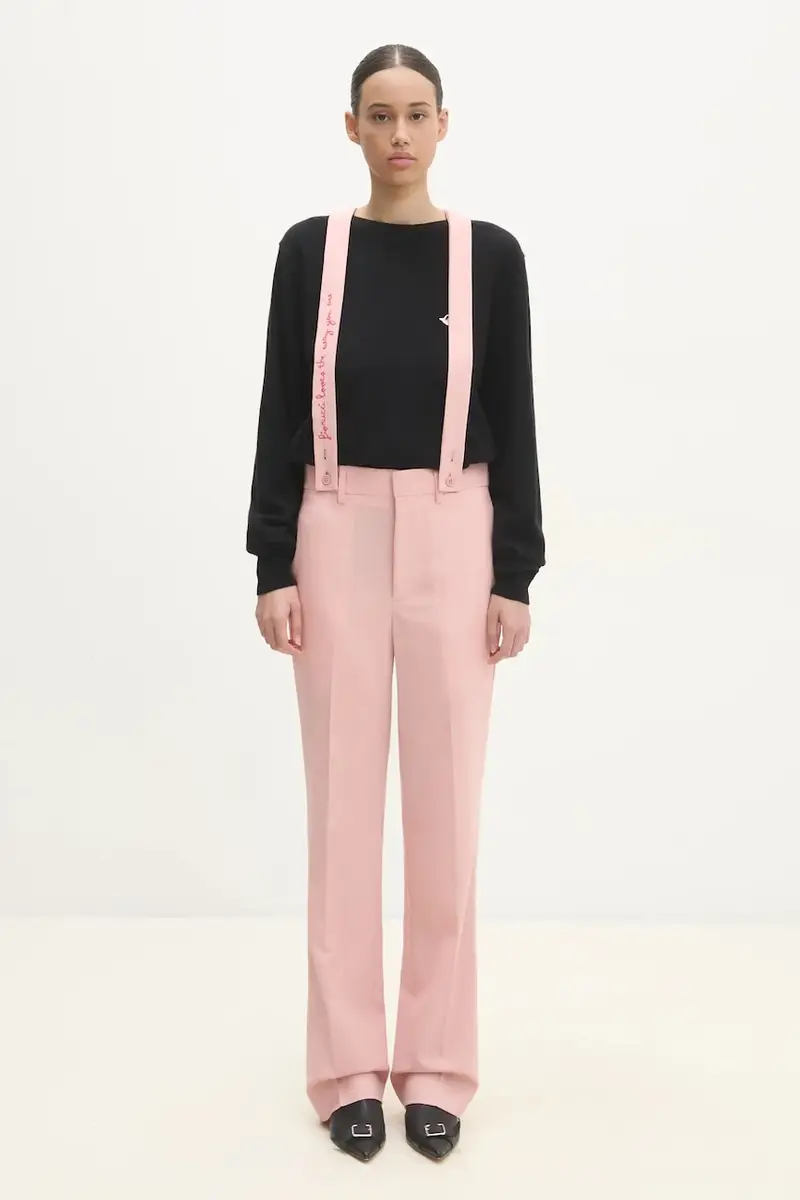 pantaloni in lana colore rosa W01FMBPA183WO01PN02