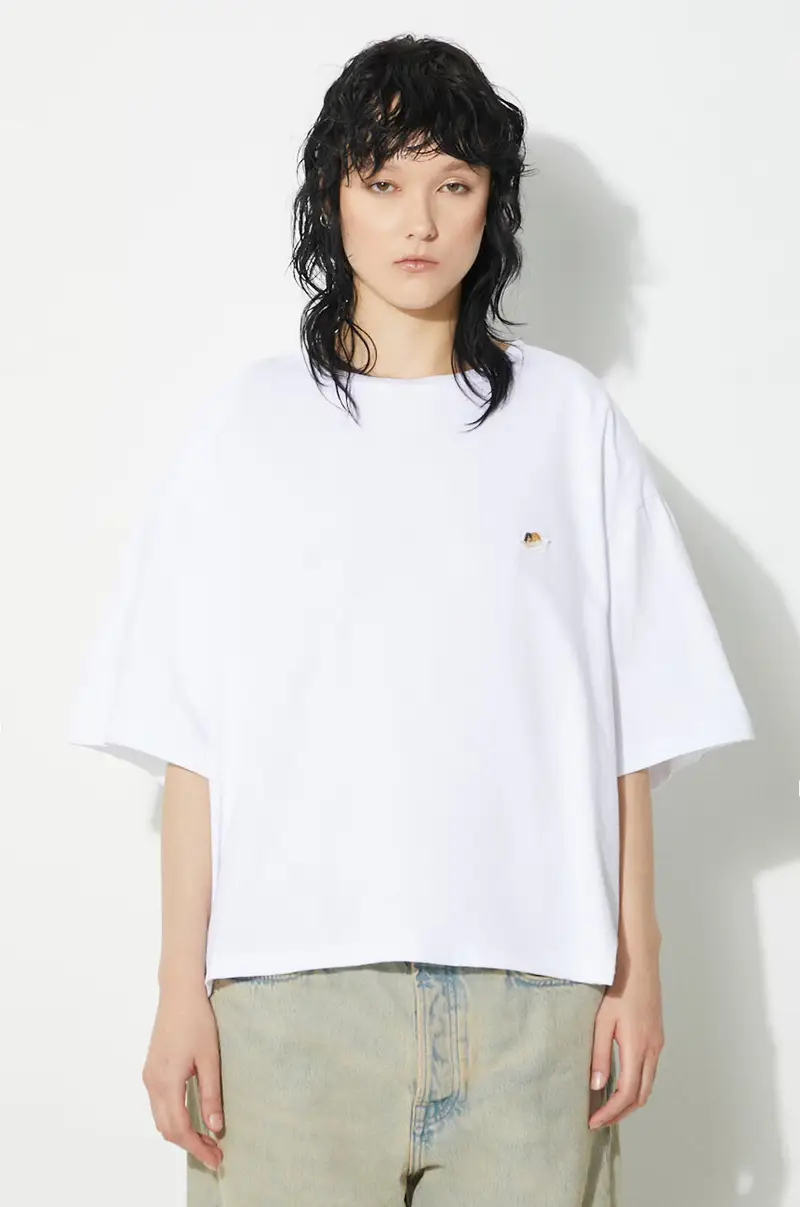 t-shirt in cotone Angel Patch Padded T-Shirt Bianco