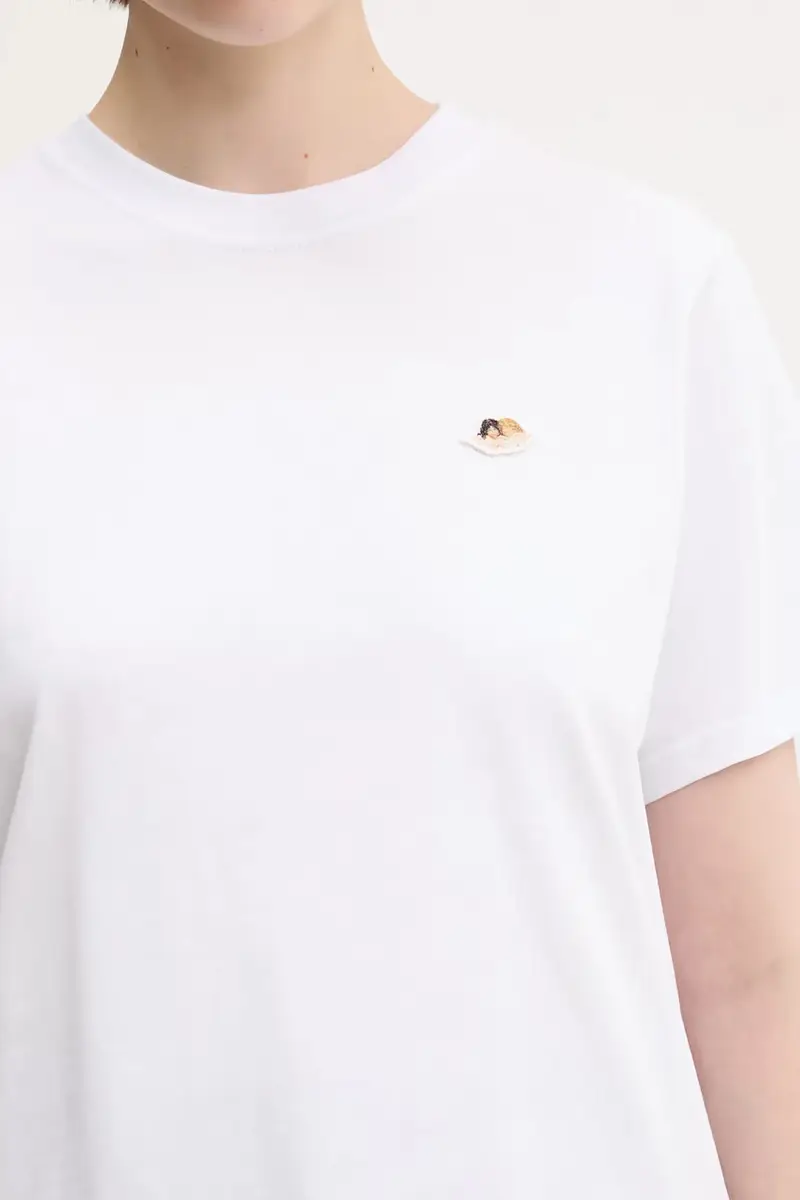 t-shirt in cotone Angel Patch Slim Fit Bianco miniatura 4