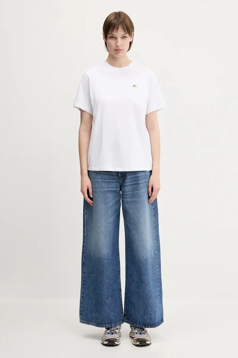 t-shirt in cotone Angel Patch Slim Fit Bianco miniatura 5