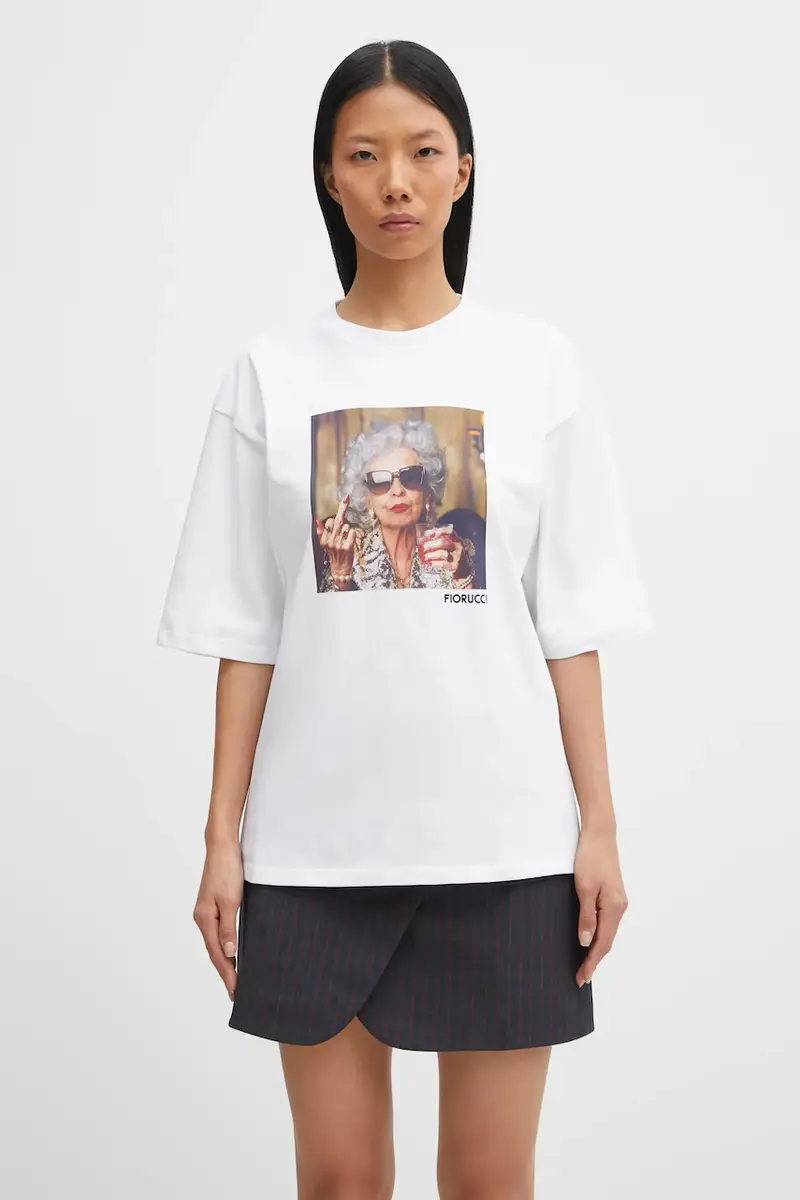 t-shirt in cotone Oldies but Goldies Print Relaxed Fit donna colore bianco W25FWJTS004CJ01WH04