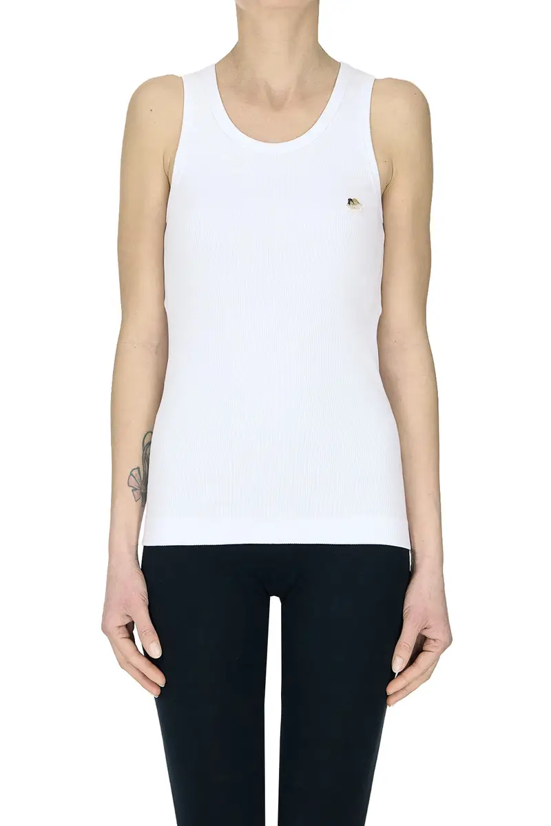 Tank top a costine Bianco