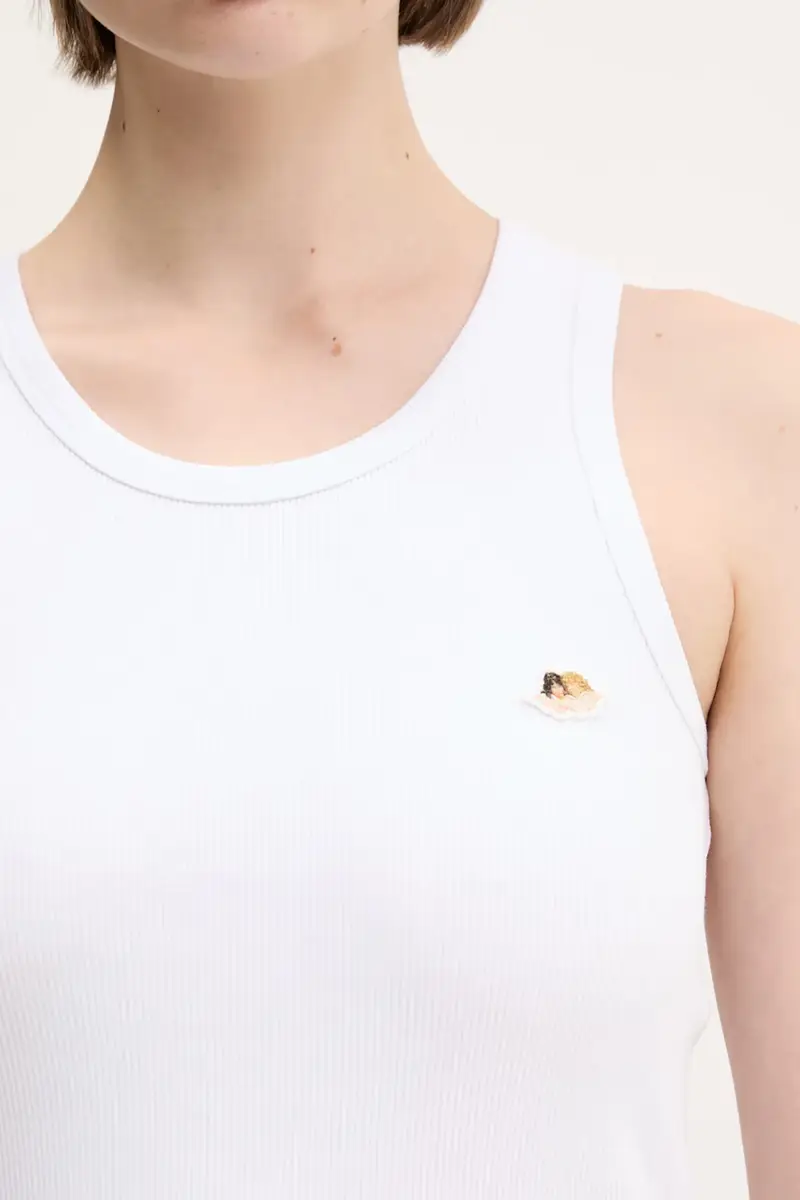 top in cotone Angel Patch Ribbed Tank Bianco miniatura 4