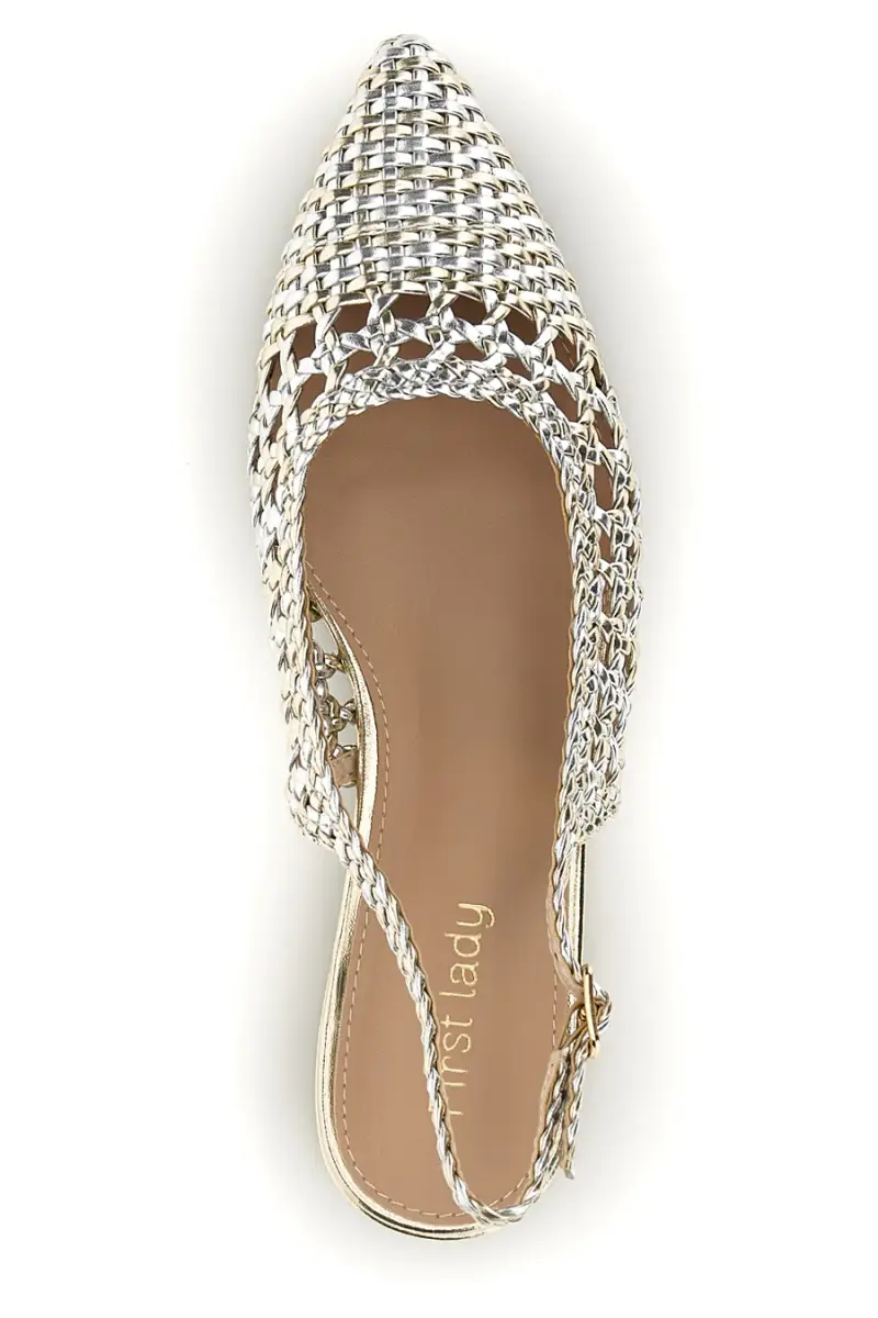 Ballerine slingback oro intrecciate con punta affusolata First Lady P661 [ORO] miniatura 3