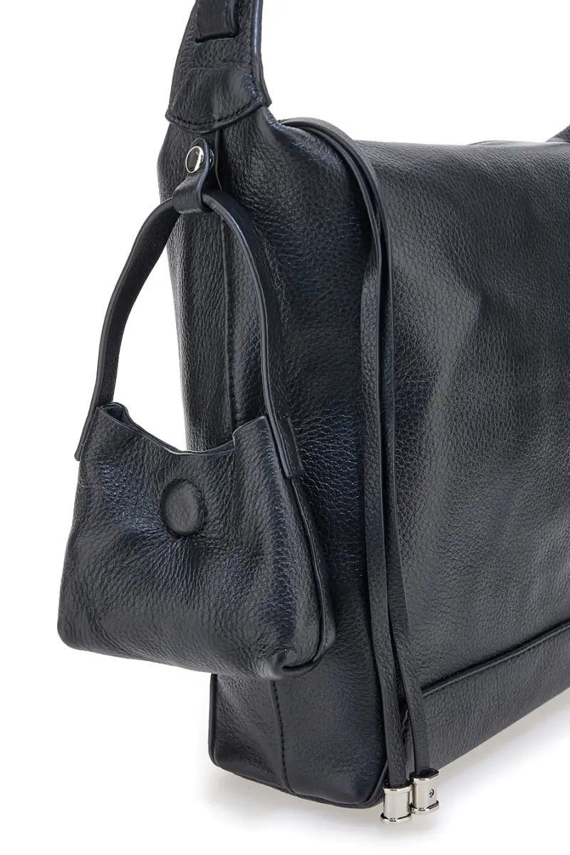 Borsa nera in vera pelle con tracolla e borsellino incluso First Lady SL 8801 [NERO] miniatura 4