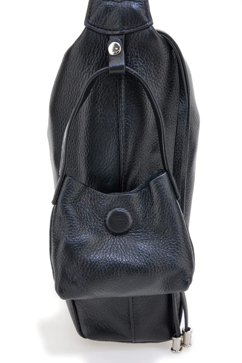 Borsa nera in vera pelle con tracolla e borsellino incluso First Lady SL 8801 [NERO] miniatura 5