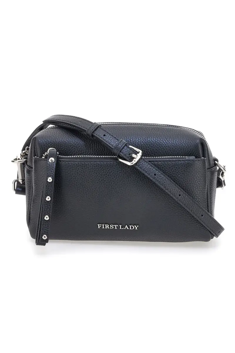 Borsa nera in vera pelle con tracolla e tasche interne First Lady SL 99138 [NERO] miniatura 5