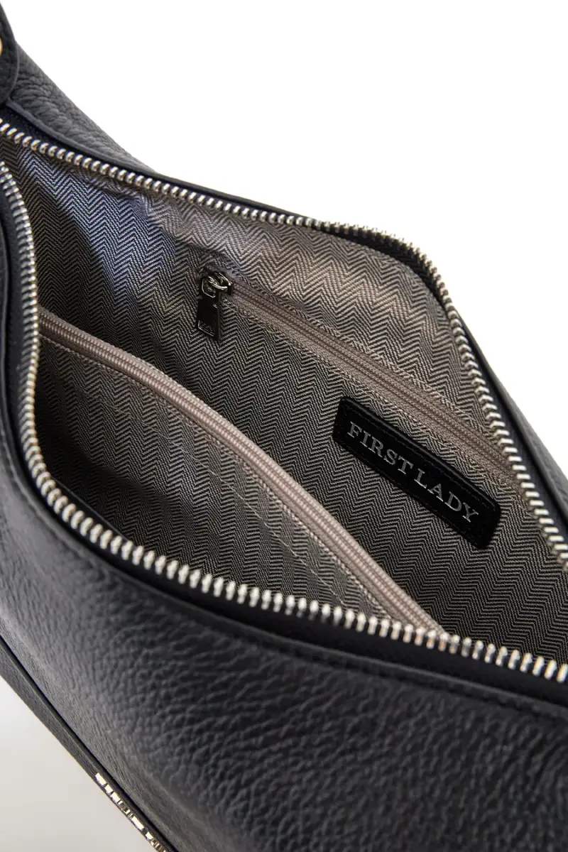 Borsa nera in vera pelle con tracolla inclusa First Lady SL 68822 [NERO] miniatura 5