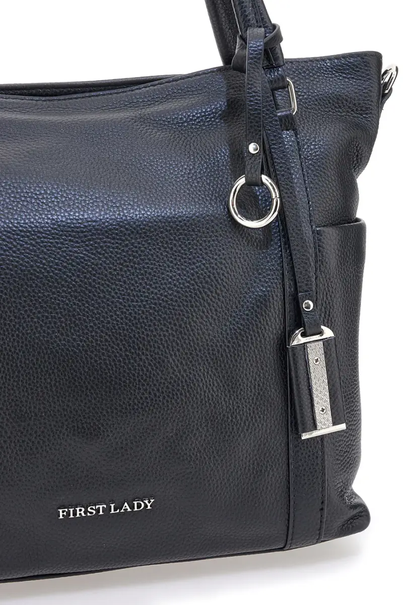 Borsa shopper nera con manici e tracolla inclusa First Lady SL 8251 [NERO] miniatura 2