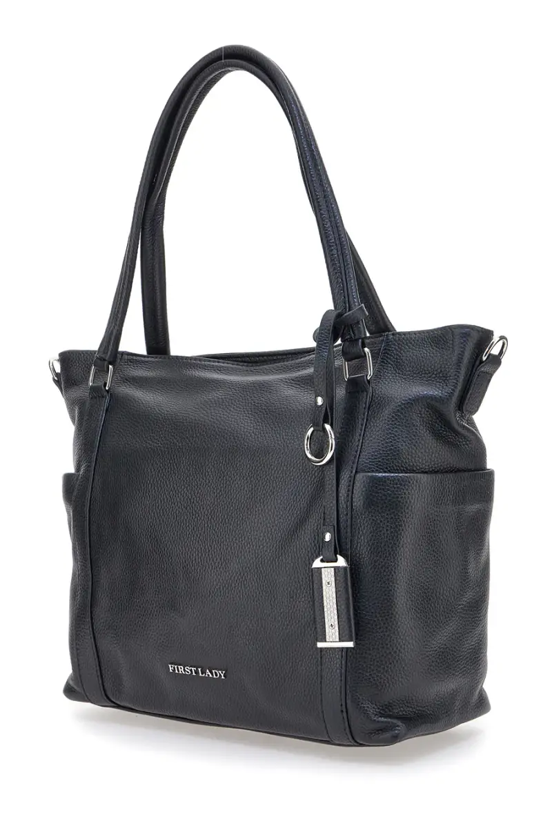 Borsa shopper nera con manici e tracolla inclusa First Lady SL 8251 [NERO] miniatura 3