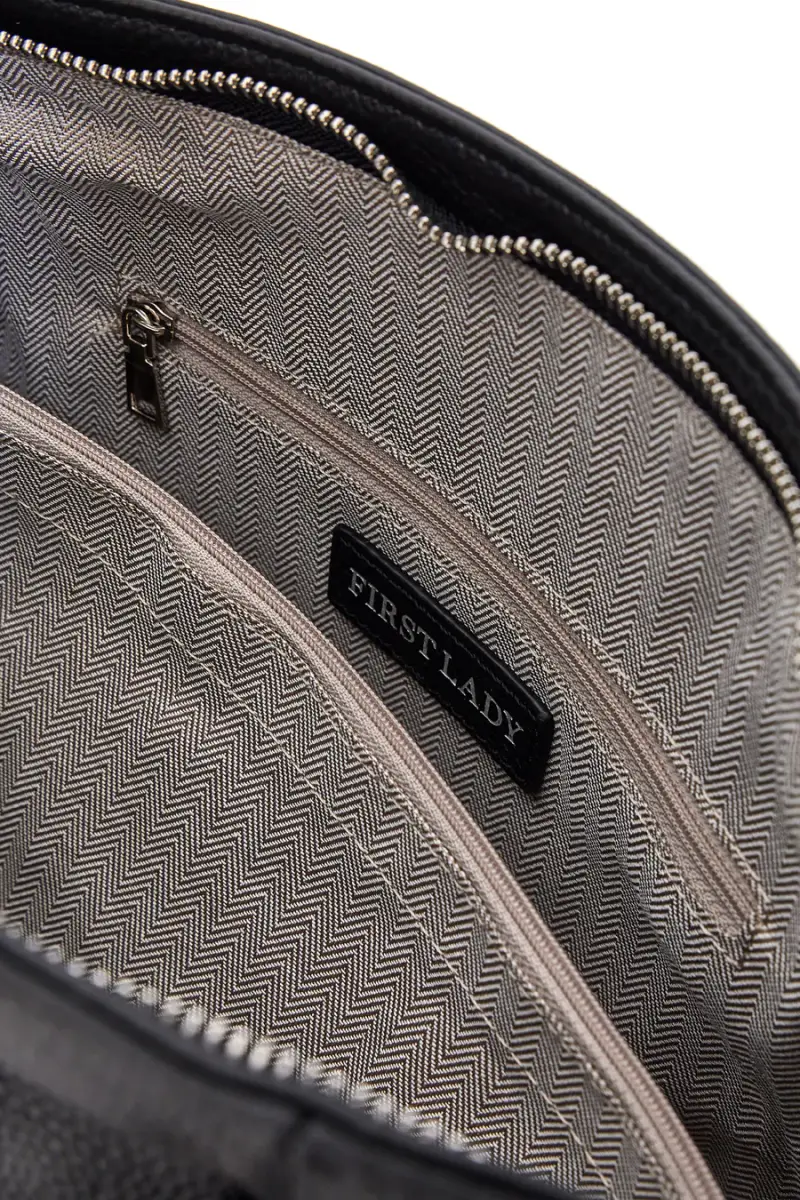 Borsa shopper nera con manici e tracolla inclusa First Lady SL 8251 [NERO] miniatura 5