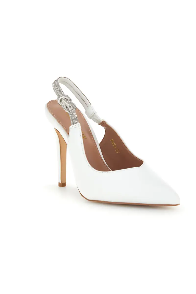 Décolleté bianche con tacco alto e cinturino con brillantini First lady P650 [BIANCO] miniatura 2