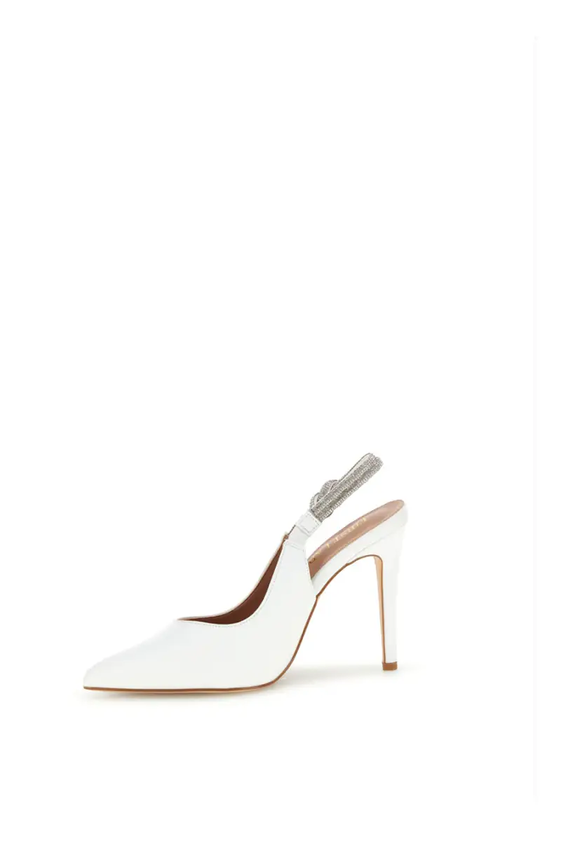 Décolleté bianche con tacco alto e cinturino con brillantini First lady P650 [BIANCO] miniatura 4
