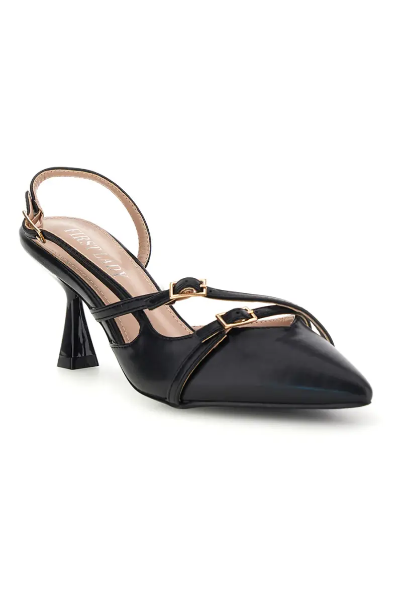 Décolleté slingback nere con cinturini First lady P655 [NERO] miniatura 2
