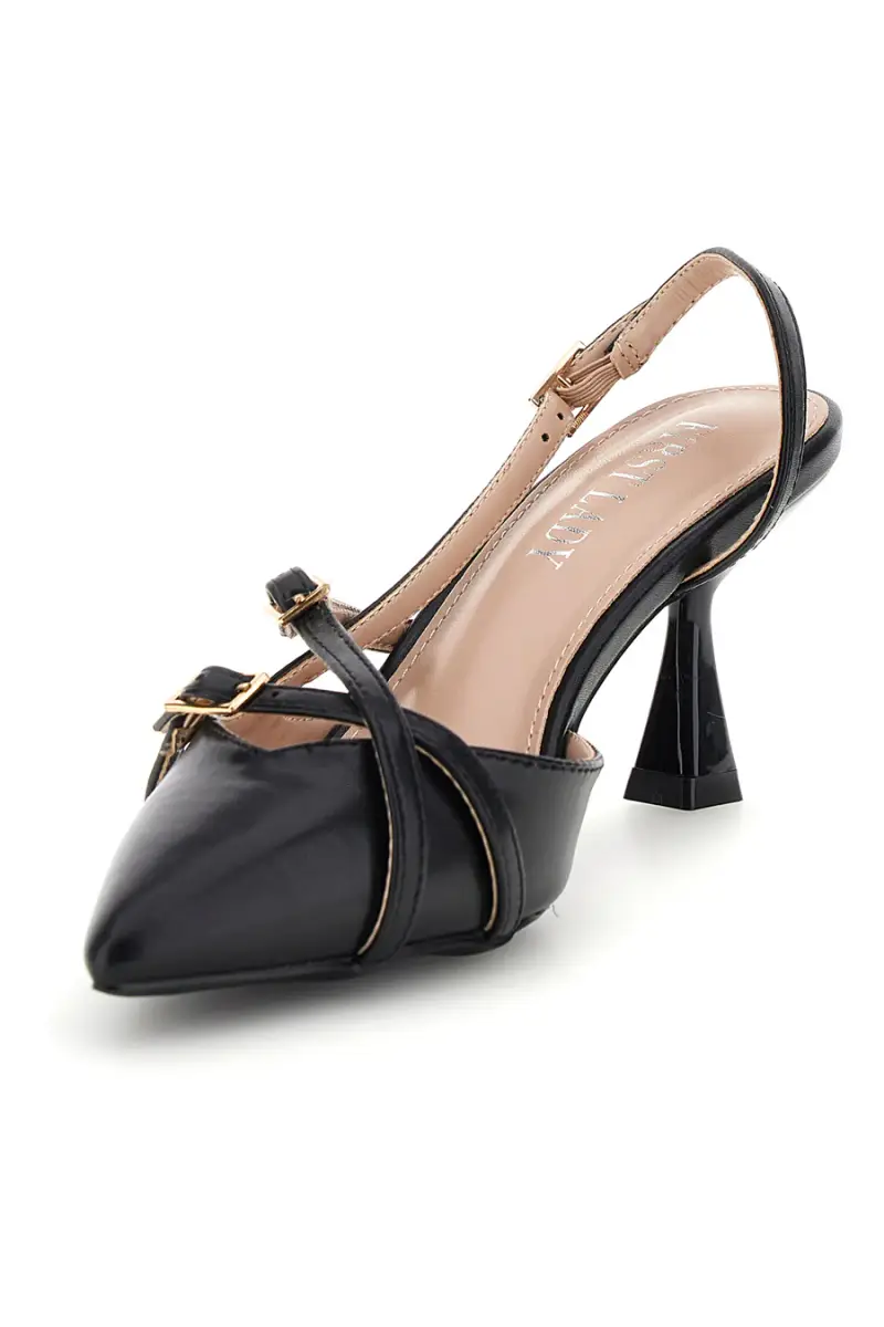 Décolleté slingback nere con cinturini First lady P655 [NERO] miniatura 3