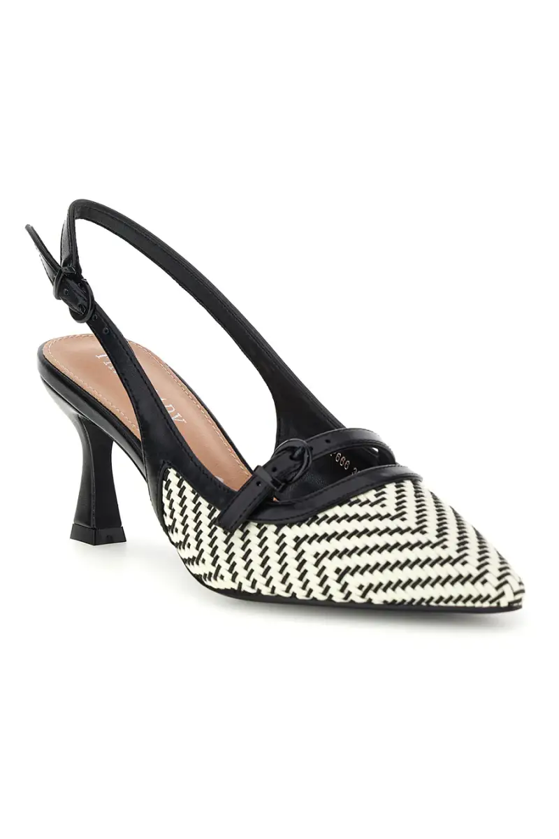 Décolleté Slingback nere con cinturino e tacco medio First lady P666 [NERO miniatura 2