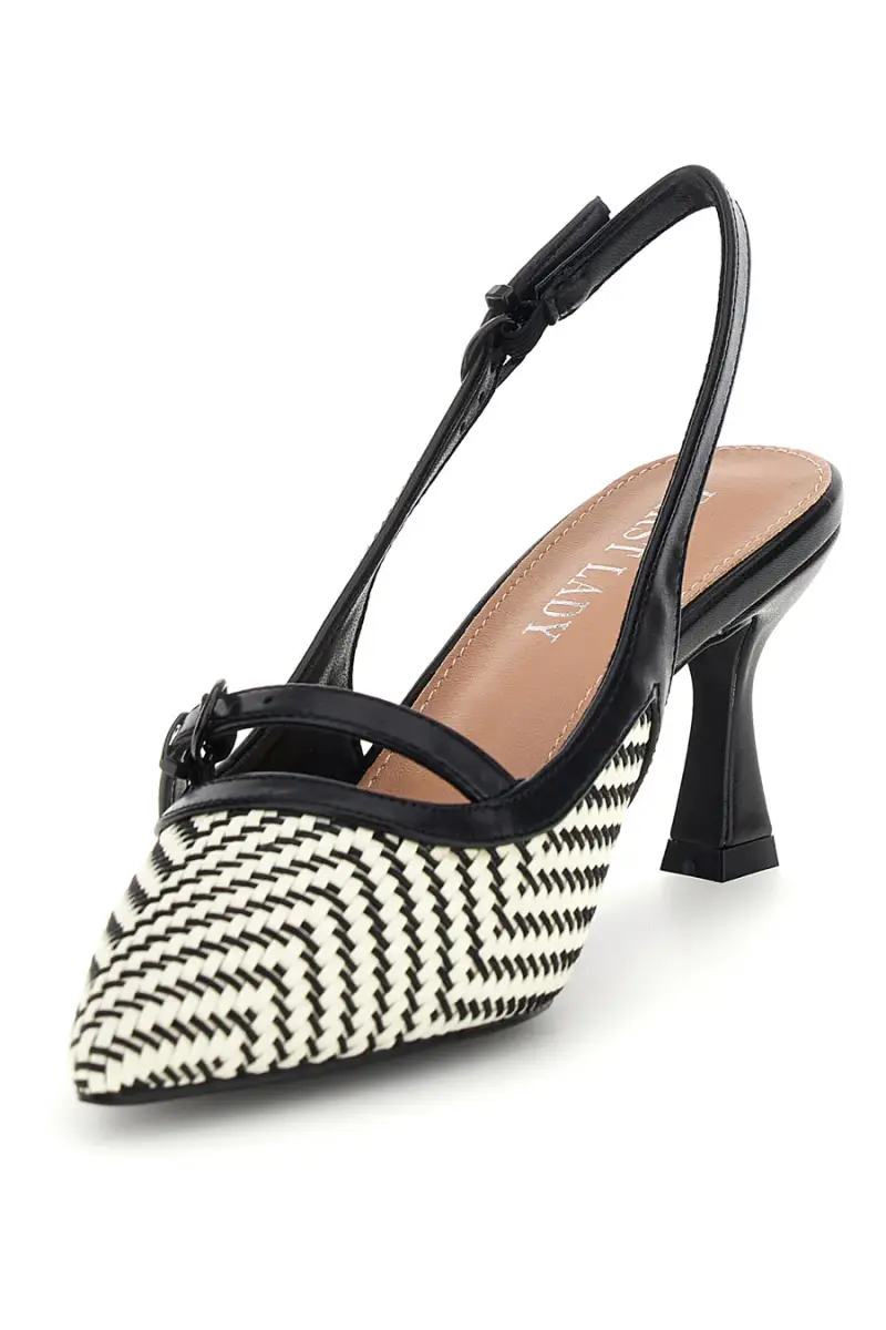 Décolleté Slingback nere con cinturino e tacco medio First lady P666 [NERO miniatura 3