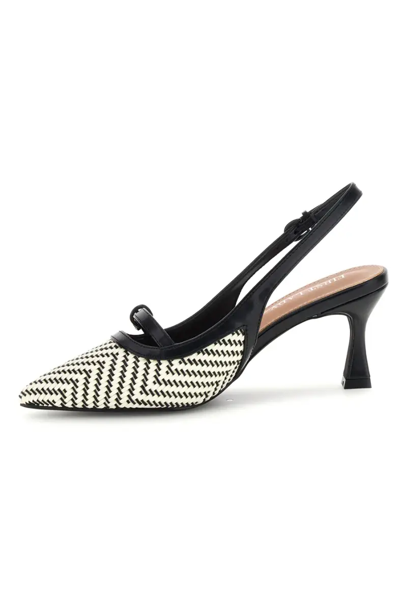 Décolleté Slingback nere con cinturino e tacco medio First lady P666 [NERO miniatura 4