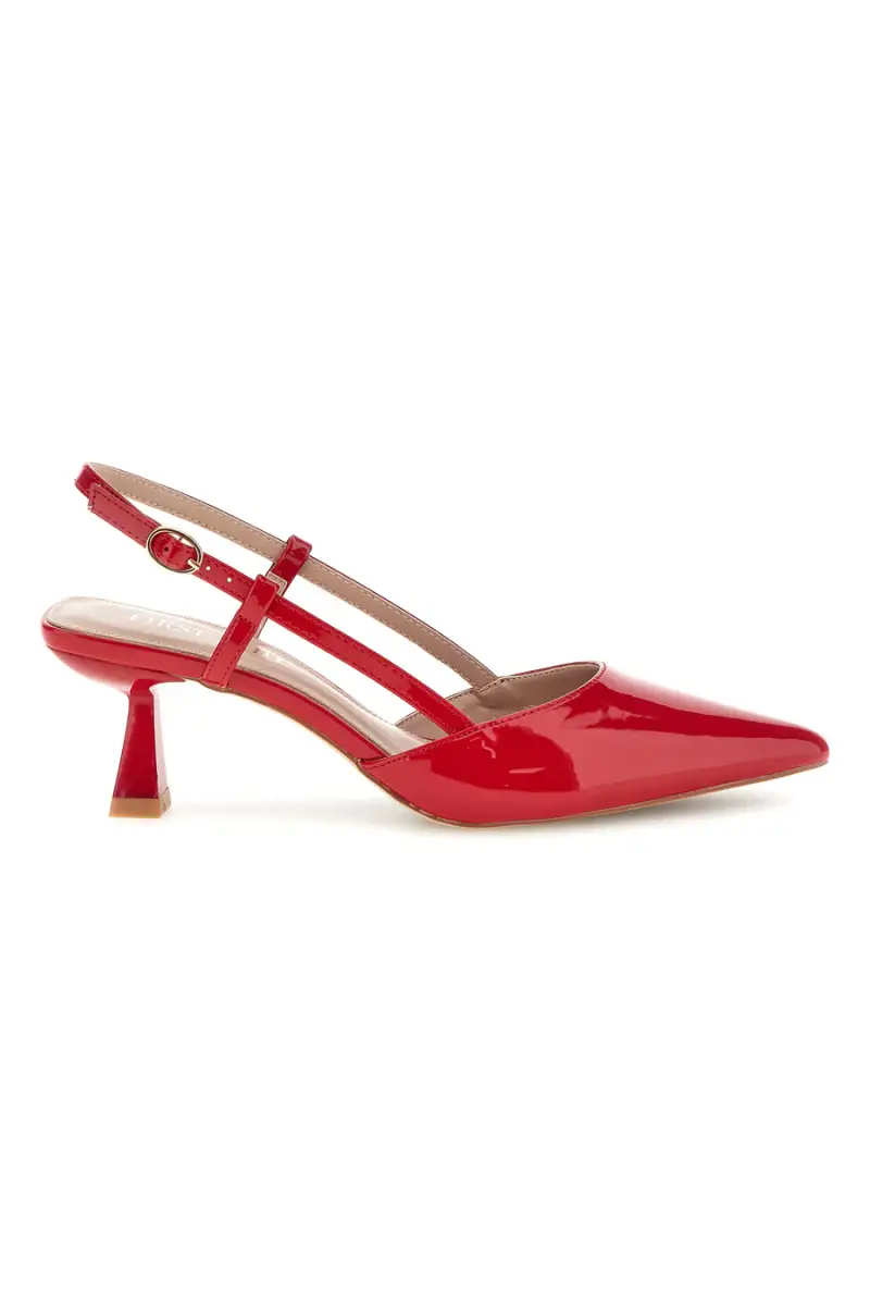 Décolleté slingback rosse effetto vernice First lady P669 [ROSSO]