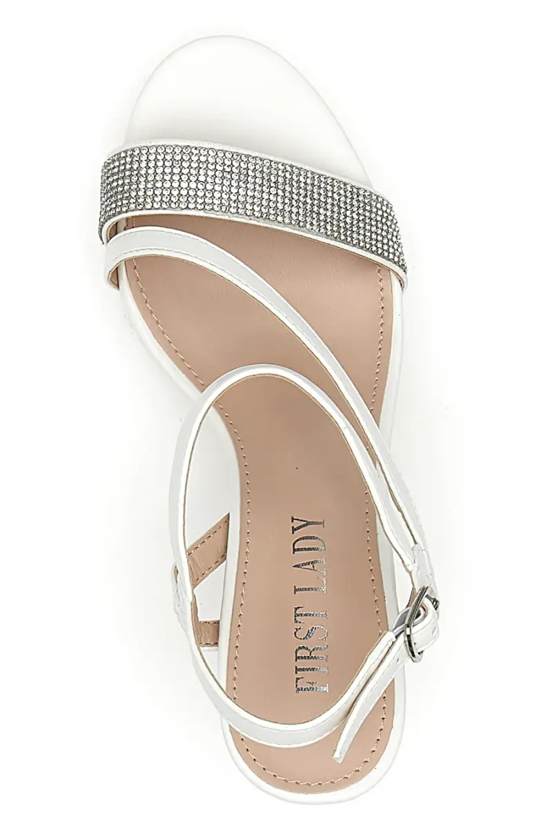 Sandali Bianchi con Tacco Alto e Fascia con Glitter FIRST LADY P542 [BIANCO] miniatura 3